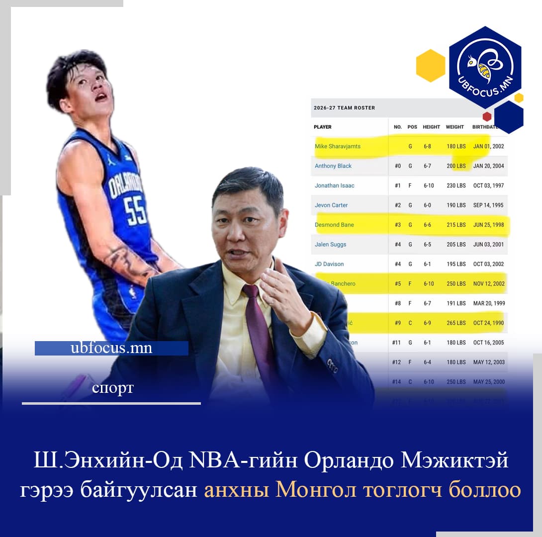 Ш.Энхийн-Од NBA-гийн Орландо Мэжиктэй гэрээ байгуулсан анхны Монгол тоглогч боллоо